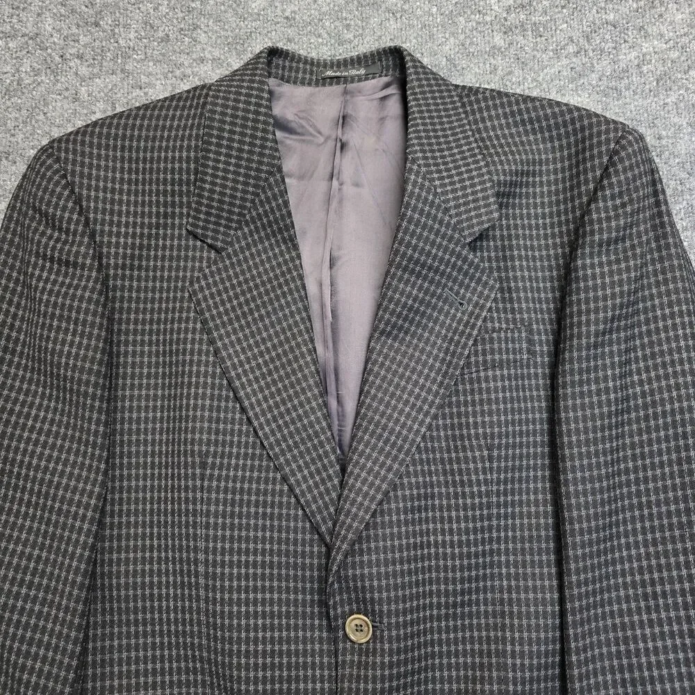 Luigi Bianchi Windowpane 100% Wool Check Plaid Blazer Sz EU 46S Made In Italy